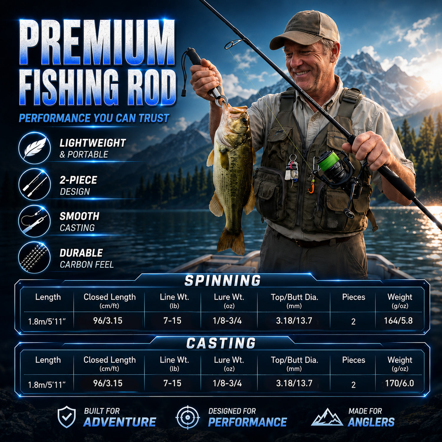 Vara de Pesca Sougayilang 1,8m - Freshwater Line avaliação e preço